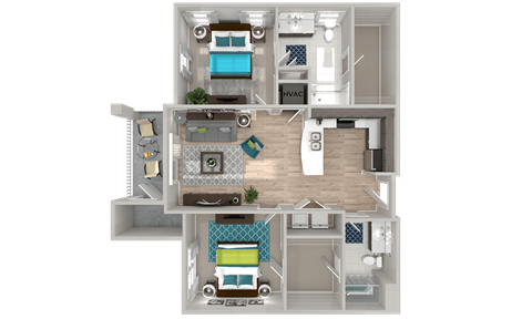 B1 Floor Plan at Crabtree Lakeside in Raleigh, NC