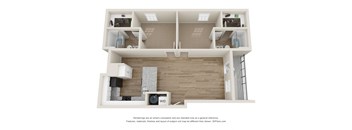 a dimensional floor plan of a 1 bedroom apartment