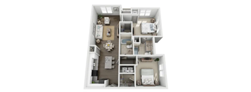 a 3d rendering of our 1 bedroom apartments at the crossings at white marsh apartments in white