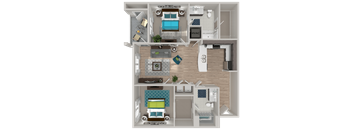 B2 Floor Plan at Crabtree Lakeside in Raleigh, NC