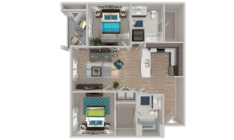 B2 Floor Plan at Crabtree Lakeside in Raleigh, NC