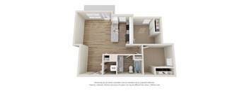 a 1 bedroom floor plan with a bathroom and a living room