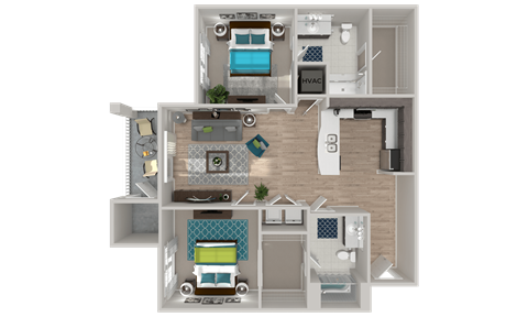 B3 Floor Plan at Crabtree Lakeside in Raleigh, NC
