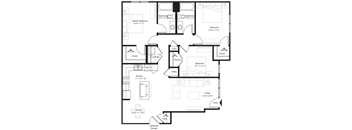 Bradford floor plan with a master bedroom, two bathrooms, a laundry room, a kitchen, a living room, a dining room, and an optional garage.