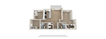 a 3d floor plan of a 2100 sq ft apartment