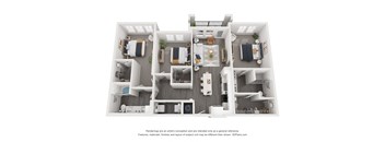 a 1 bedroom floorplan is shown in this rendering