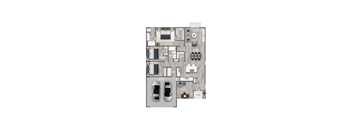 3d floor plan of a 4 bedroom 2100 sq ft