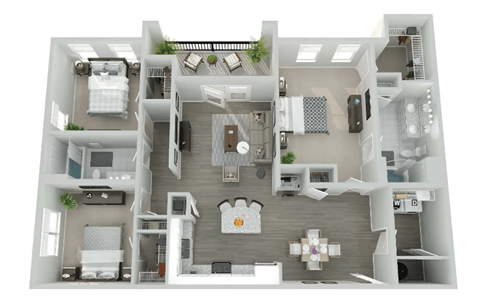 a floor plan of a two bedroom apartment with two bathrooms and a balcony