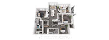 a 1 bedroom floorplan is shown in this rendering