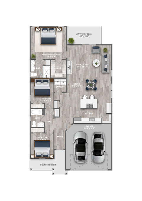a floor plan of the penetrative units with 2 car garage