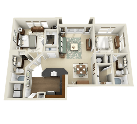 a floor plan of a 3 bedroom apartment