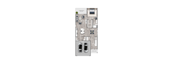 a floor plan of the apex with 2 cars in the garage