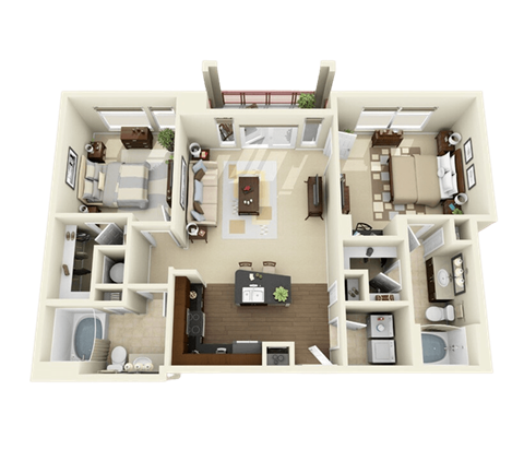 a 3d rendering of the apartment