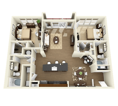 a floor plan of a 3 bedroom apartment