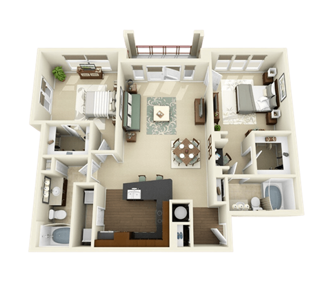 a 3d rendering of the clubhouse floor plan