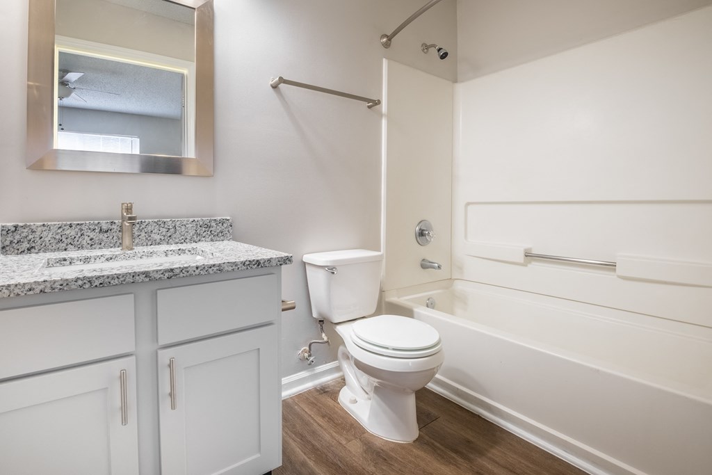a bathroom with a toilet and a tub and a sink