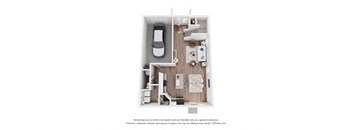 a floor plan of a 1 bedroom floor plan with a bathroom and a living room