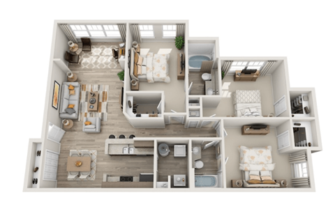 a 2400 sq ft floor plan with a bedroom and a living room
