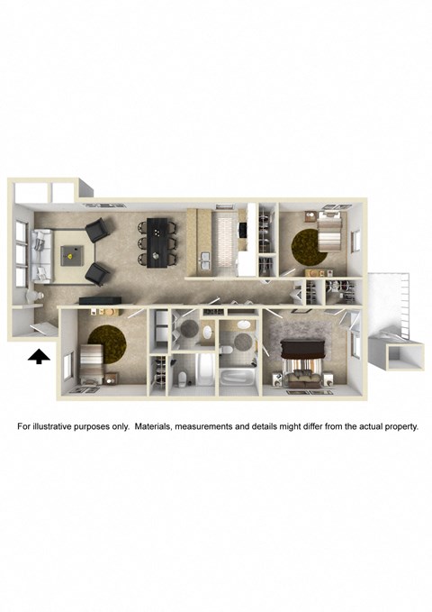 a floor plan of a two bedroom apartment with a fireplace and a balcony