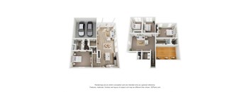 a schematic view of a 3 bedroom floor plan with furniture and a closet