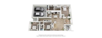 a stylized floor plan of a 1 bedroom apartment