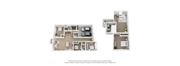 a stylized floor plan of a 2103 sq ft apartment