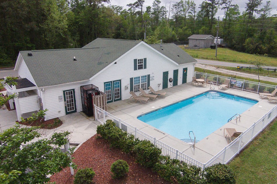 Aerial view of Deerbrook Apartment Homes in Wilmington, NC 28405