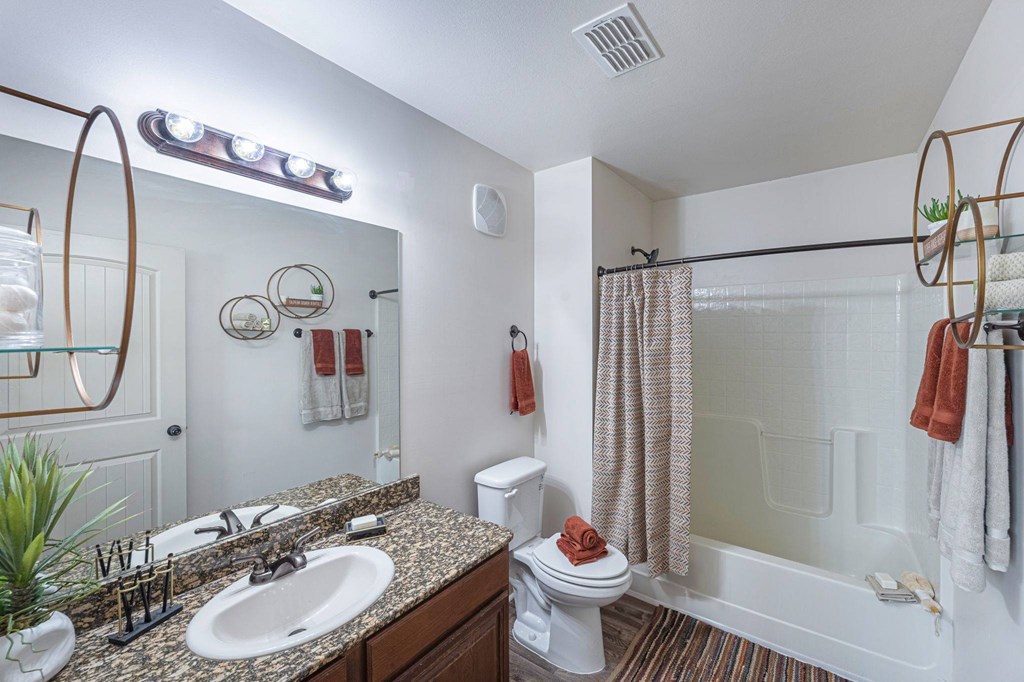 a bathroom with a sink toilet and a shower
