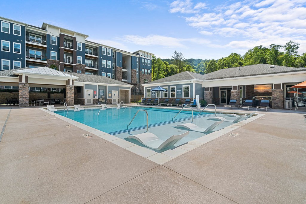 the swimming pool at the apartments for rent