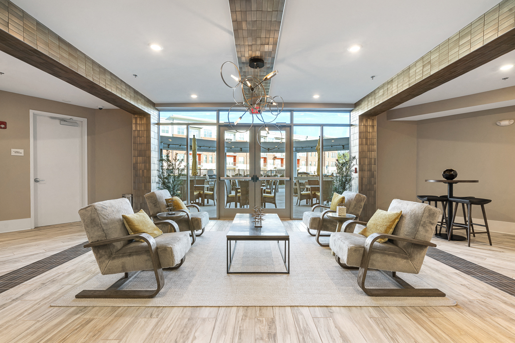 Stylish resident lounge at Hawthorne at Friendly Greensboro NC