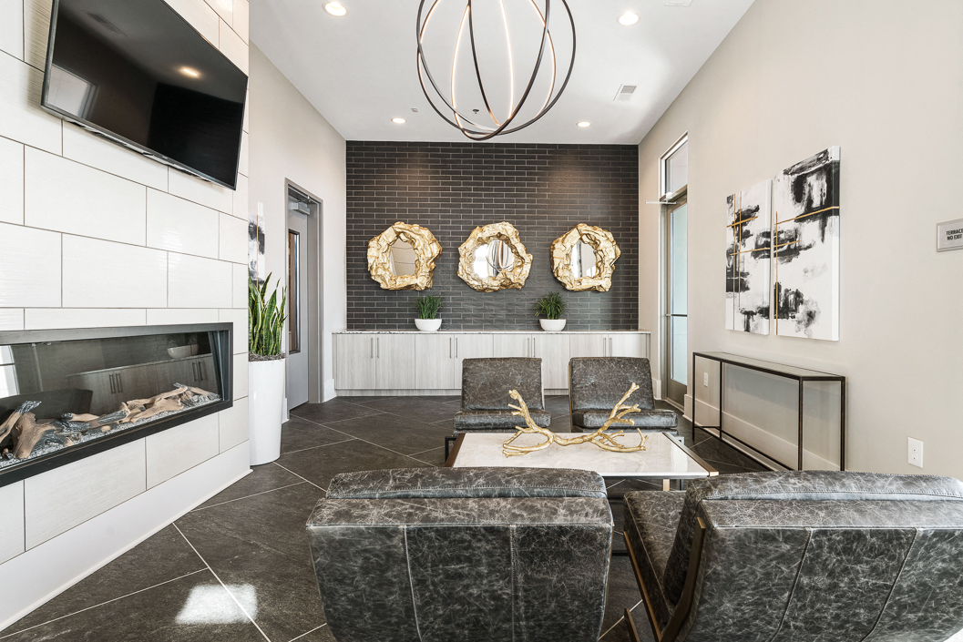 Sky Lounge with Fireplace and Views of Downtown Greensboro