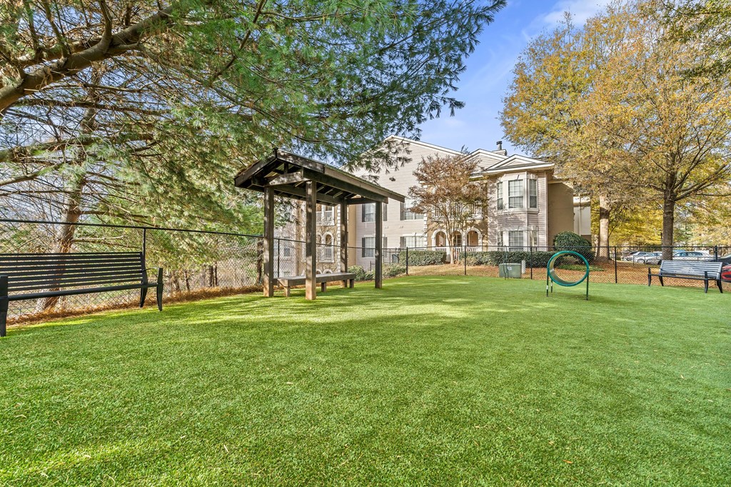 Leash-free bark park at Hawthorne at the Carlyle in Greenville, SC