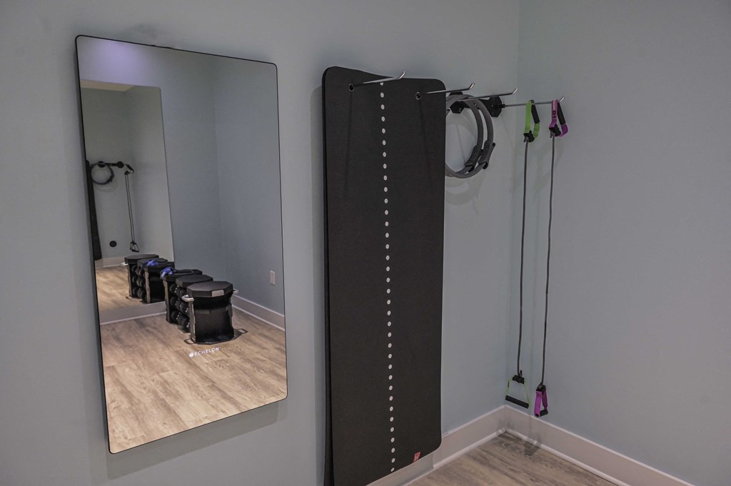 Mirror workout system at Hawthorne at the Station in Wilmington, NC