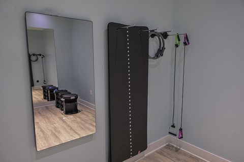 Mirror workout system at Hawthorne at the Station in Wilmington, NC