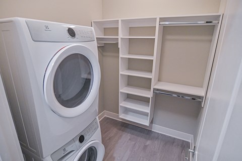 Oak Floor Plan Laundry Room at Indy West in Wilmington, NC