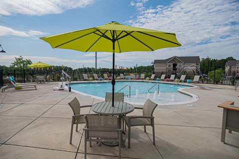 Spacious pool deck at Millis and Main in Jamestown, NC
