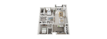 a 3d floor plan of a bedroom with a black background