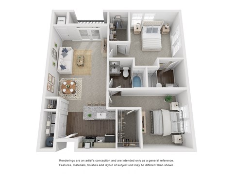 a 3d floor plan of a home with a bedroom and living room