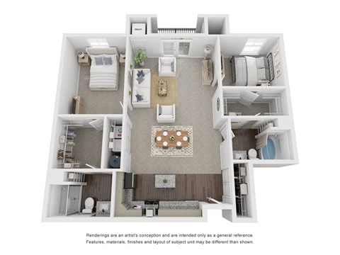 a stylized floor plan of a 1 bedroom192 sq ft house