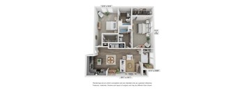a floor plan of a 1 bedroom unit with a bathroom and a balcony