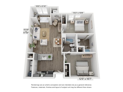 a 3 bedroom floor plan with a bedroom and a living room