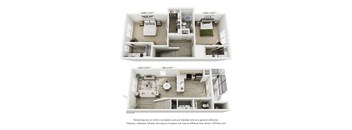 A floor plan of a two-story apartment with dimensions and a disclaimer at the bottom.