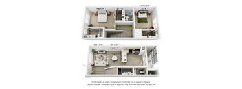 Two images of a floor plan for a 120 x 120 and 89 x 127 apartment.