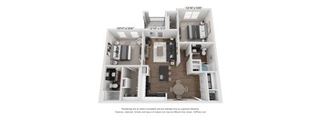 a stylized floor plan of a 1 bedroom apartment