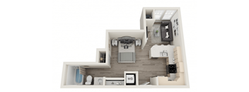 a floor plan of a house with a bedroom and a living room