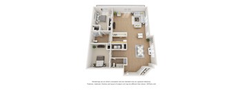 2 bedroom 2 bathroom 1348 square feet floorplan