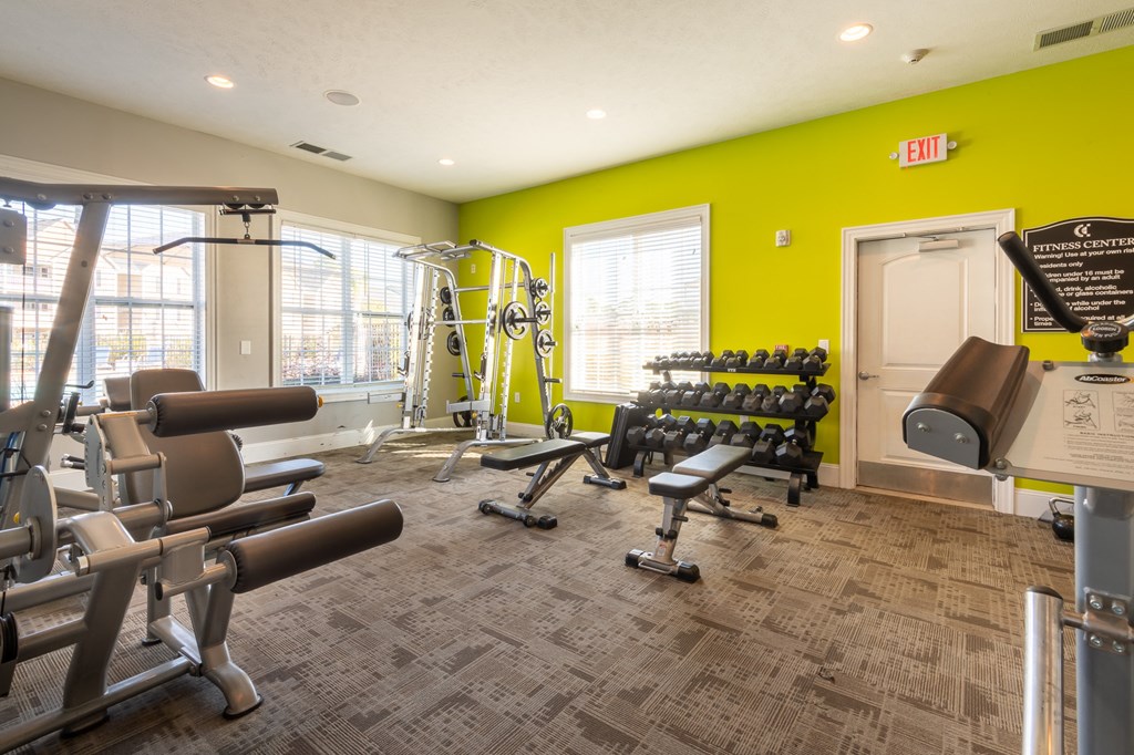 the gym at the preserve at polk apartments