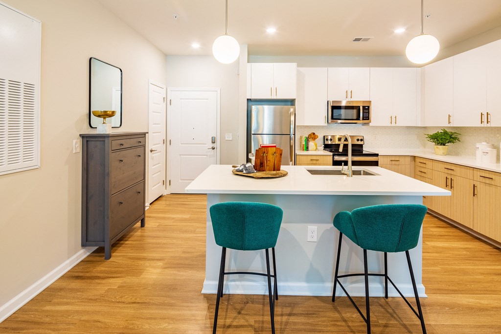 Gorgeous Kitchen with White Cabinets and Stainless Steel Appliances
