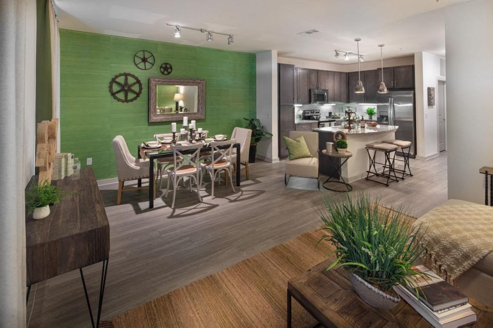Vestavia Reserve modern kitchen and dining area with 9 foot ceilings