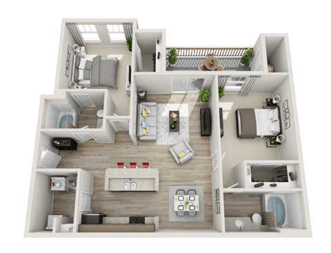 a 2 bedroom192 sq ft floor plan